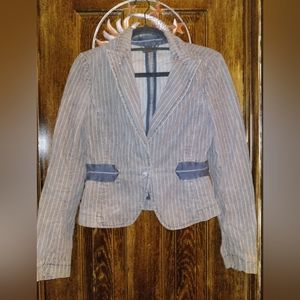 Theory Pinstripe Denim Blazer